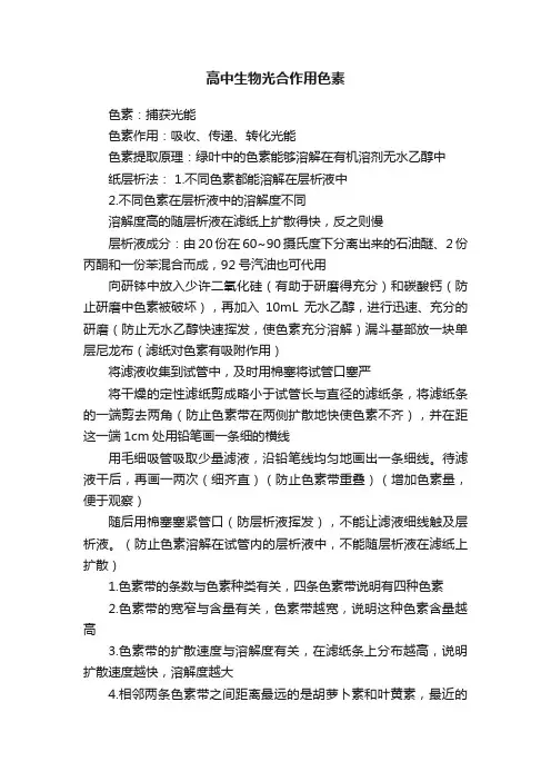 高中生物光合作用色素