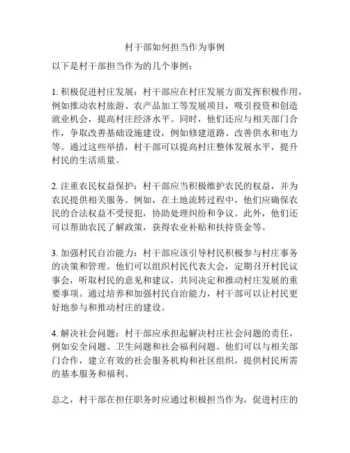 村干部如何担当作为事例