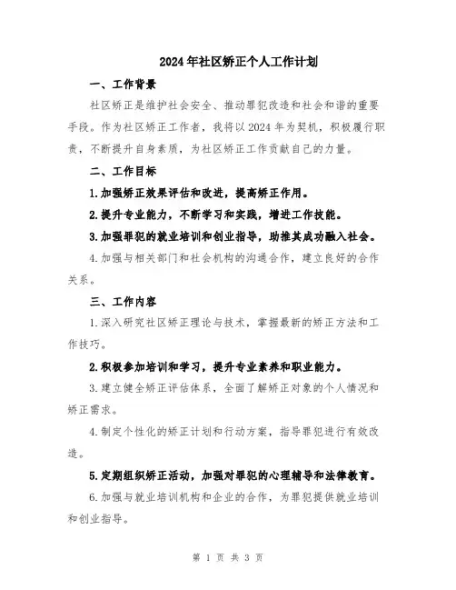 2024年社区矫正个人工作计划