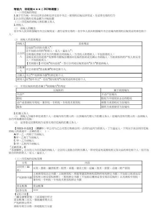 2023初级经济法基础印花税纳税人、征税范围