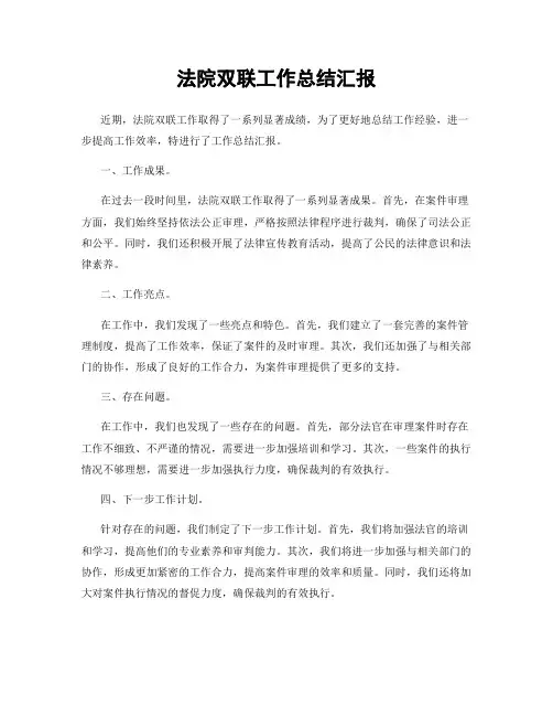 法院双联工作总结汇报