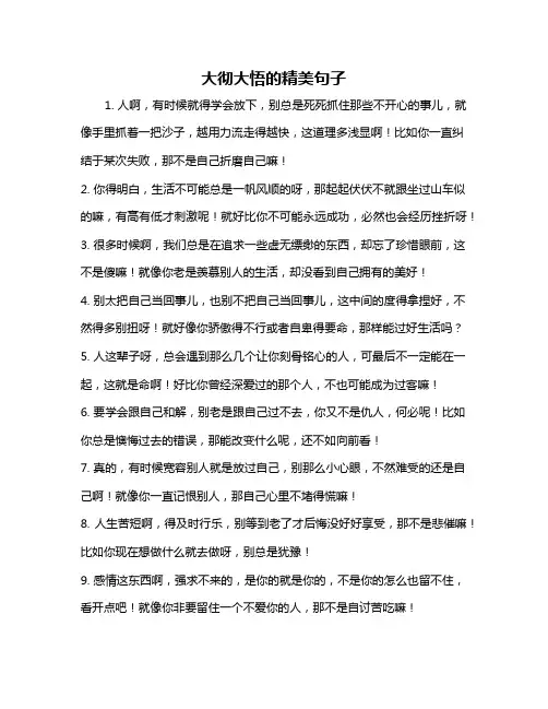大彻大悟的精美句子