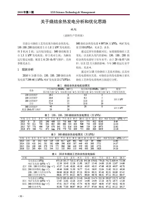 关于烧结余热发电分析和优化思路