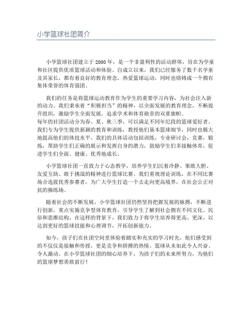 小学篮球社团简介