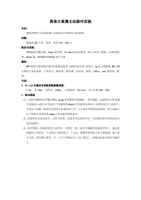 em大鼠离体胸主动脉血管环实验方法介绍