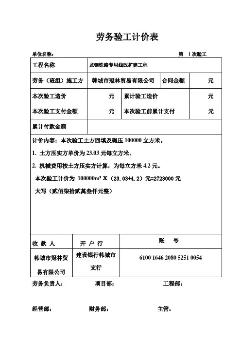验工、结算样表(1)
