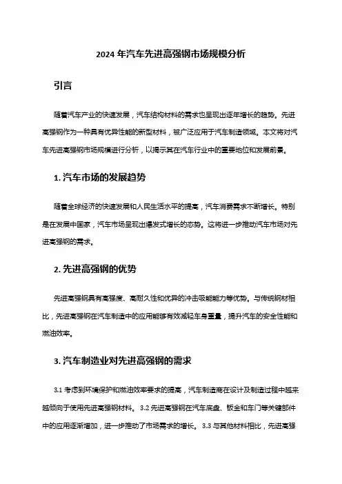 2024年汽车先进高强钢市场规模分析