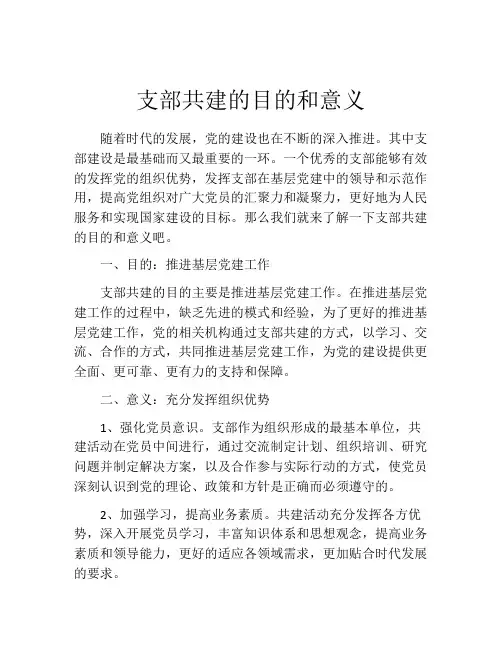 支部共建的目的和意义
