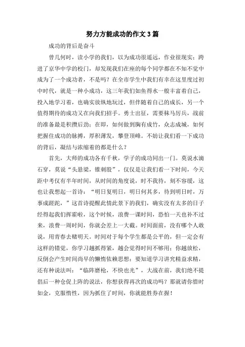 努力方能成功的作文3篇