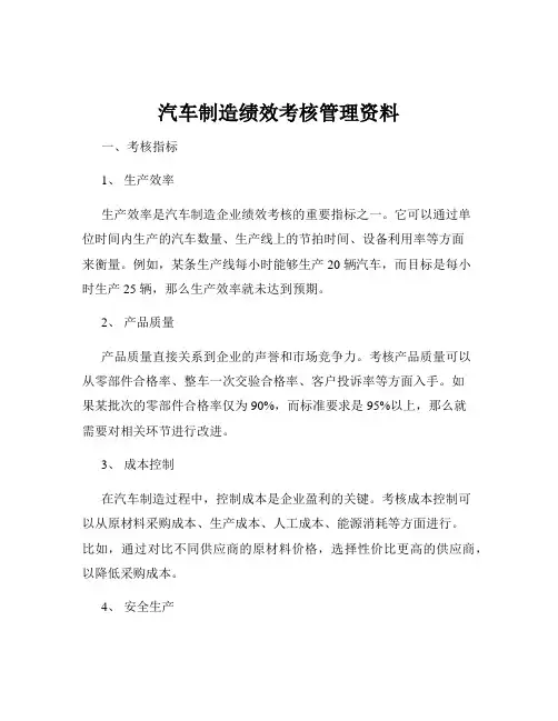 汽车制造绩效考核管理资料