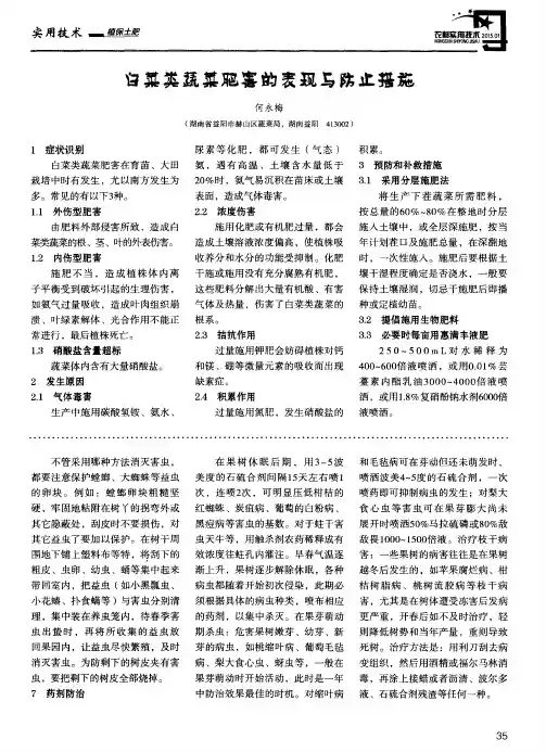 白菜类蔬菜肥害的表现与防止措施