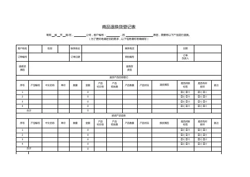 商品退换货登记表