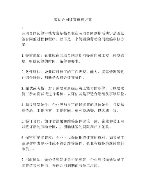 劳动合同续签审核方案