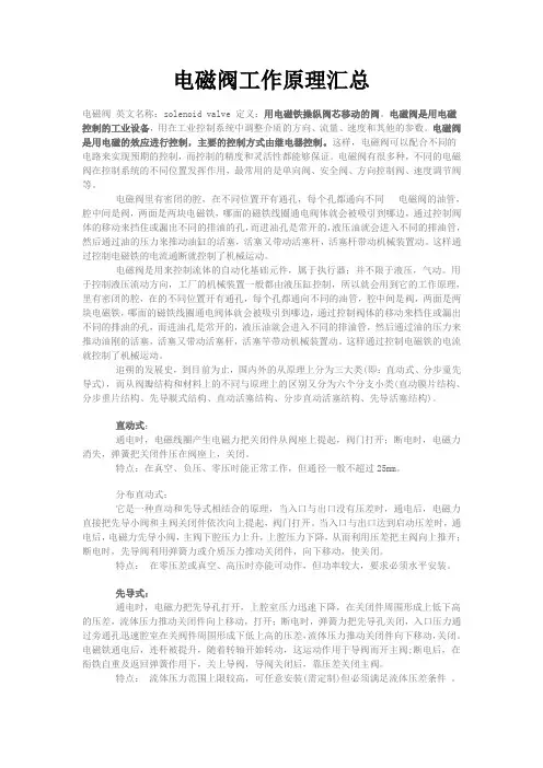 电磁阀工作原理汇总
