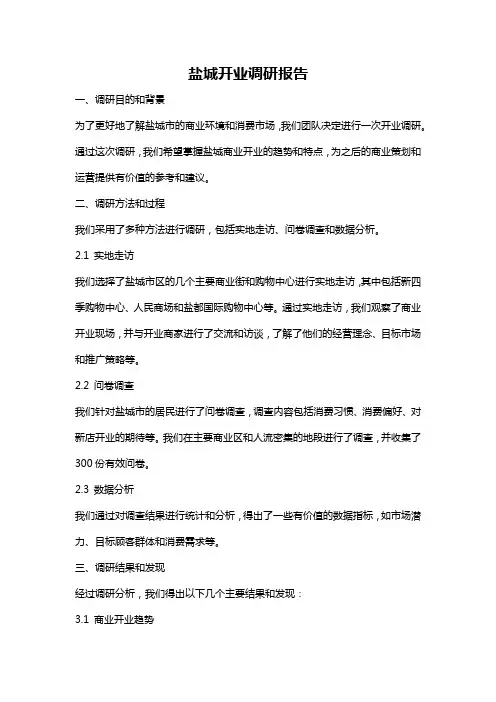 盐城开业调研报告