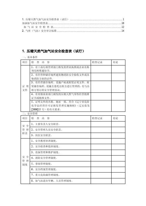【最新】加气站安全检查表及标准5