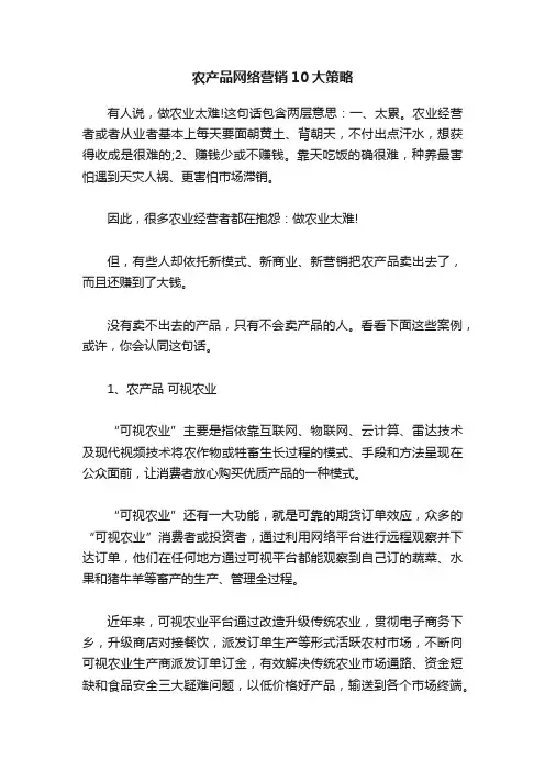 农产品网络营销10大策略