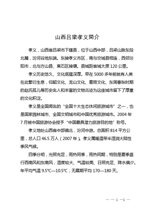 山西吕梁孝义简介