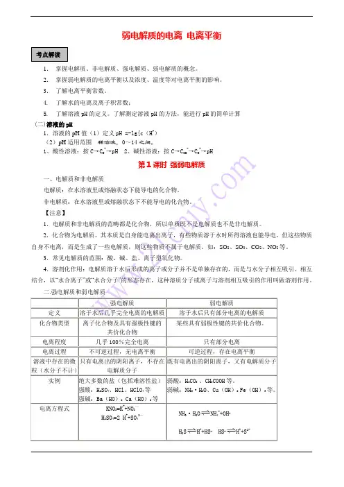 弱电解质的电离习题