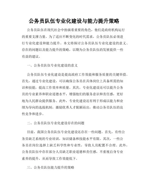 公务员队伍专业化建设与能力提升策略