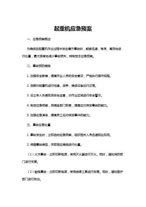 【应急预案】起重机应急预案