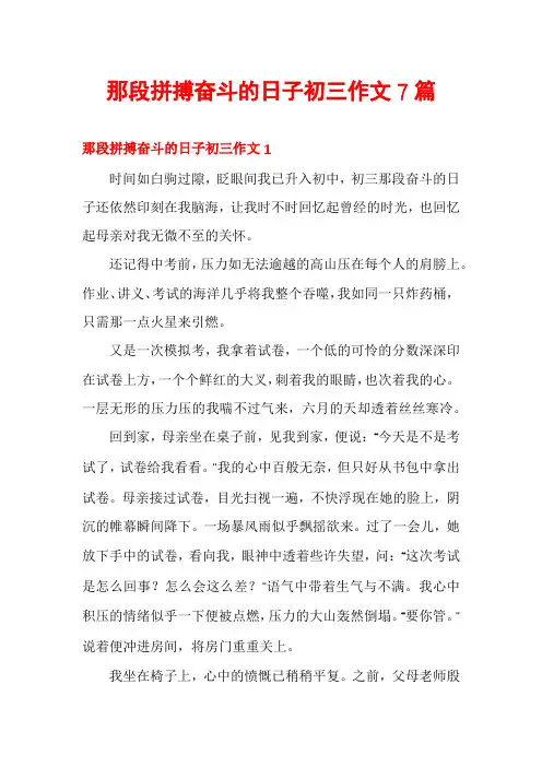那段拼搏奋斗的日子初三作文7篇