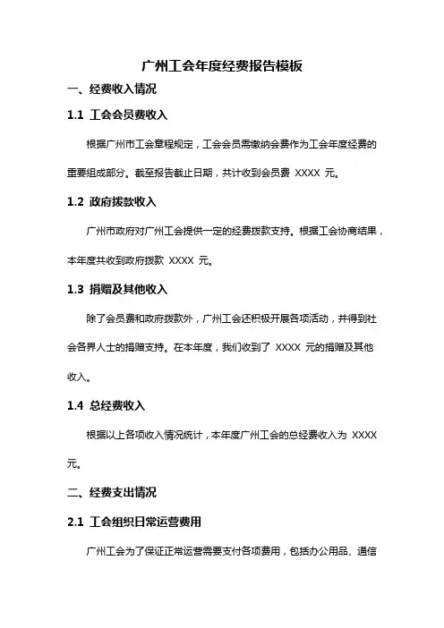 广州工会年度经费报告模板