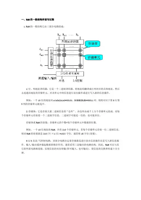 RAM的一般结构和读写过程
