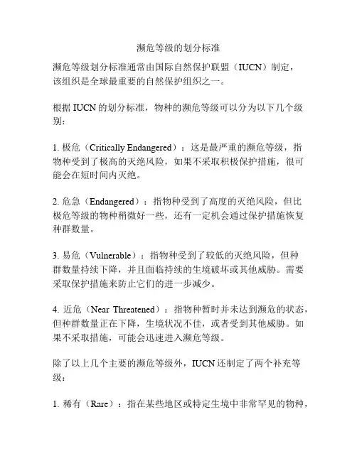 濒危等级的划分标准