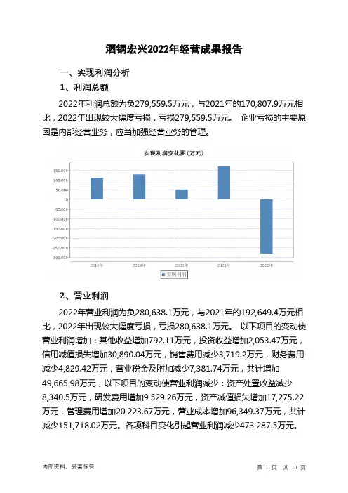 600307酒钢宏兴2022年经营成果报告