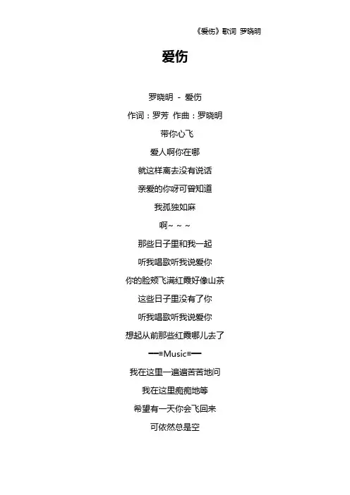 《爱伤》歌词 罗晓明