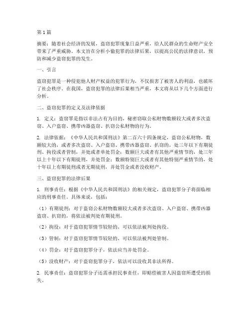 小偷犯罪的法律后果(3篇)