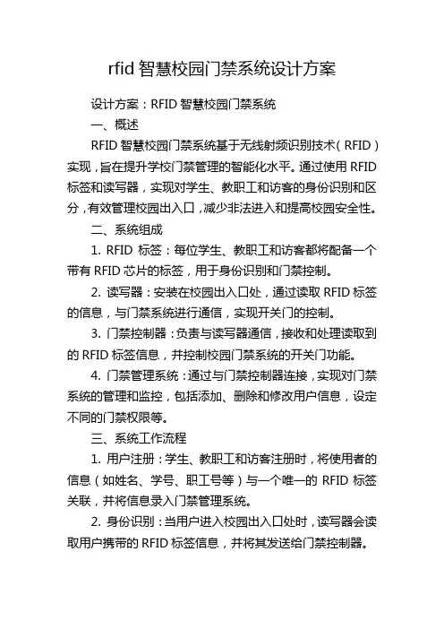 rfid智慧校园门禁系统设计方案