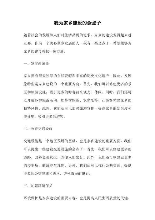 我为家乡建设的金点子