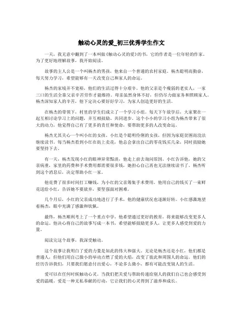 触动心灵的爱_初三优秀学生作文