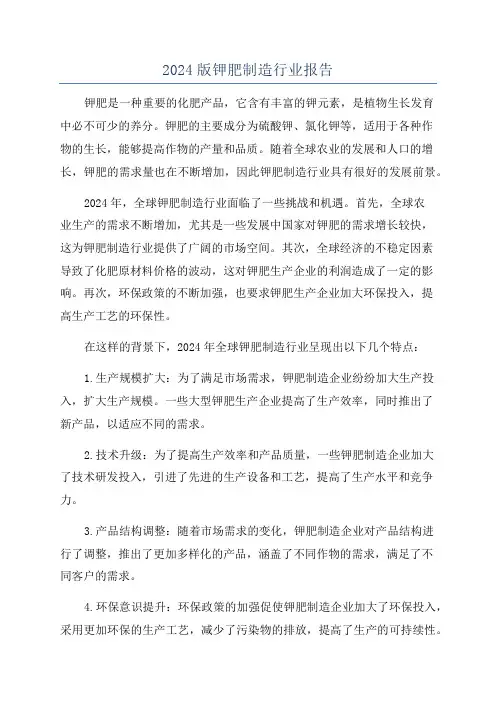 2024版钾肥制造行业报告