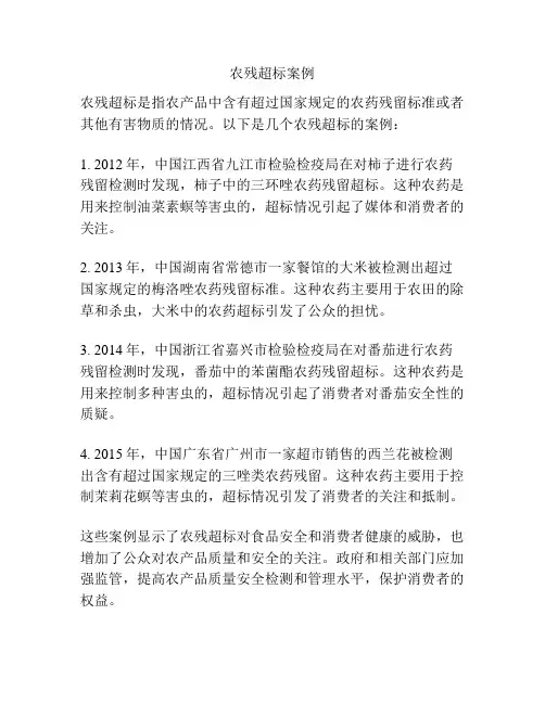 农残超标案例