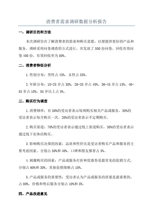 消费者需求调研数据分析报告