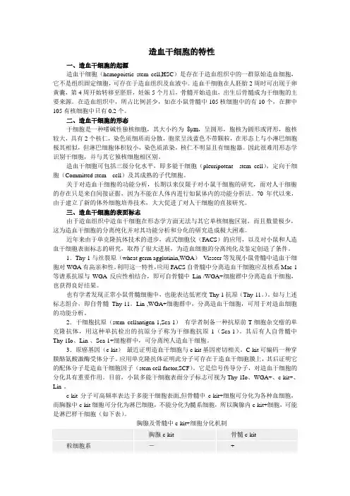 造血干细胞的特性