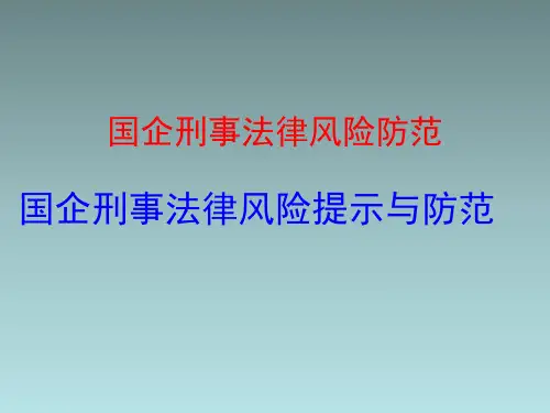 国企刑事法律风险防范普法讲座.ppt