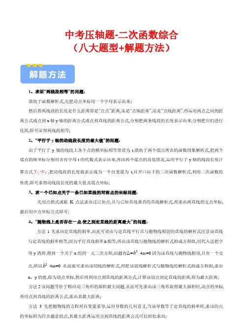 中考压轴题-二次函数综合(八大题型+解题方法)——冲刺2024年中考数学考点押题(全国通用)(解析)