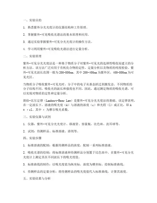 紫外仪器分析实验报告