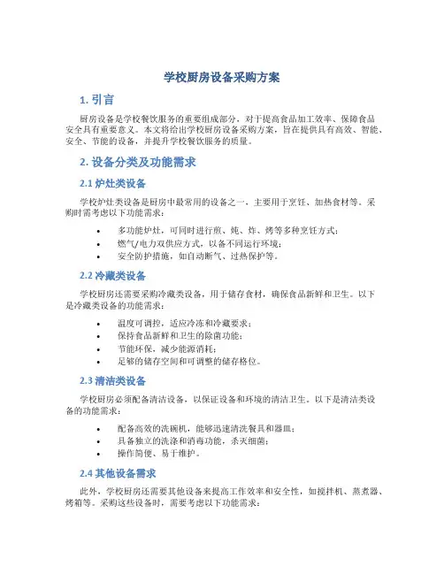 学校厨房设备采购方案