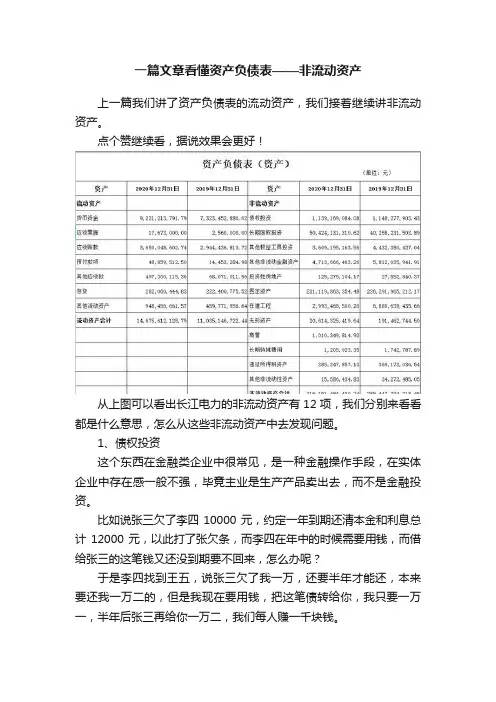 一篇文章看懂资产负债表——非流动资产