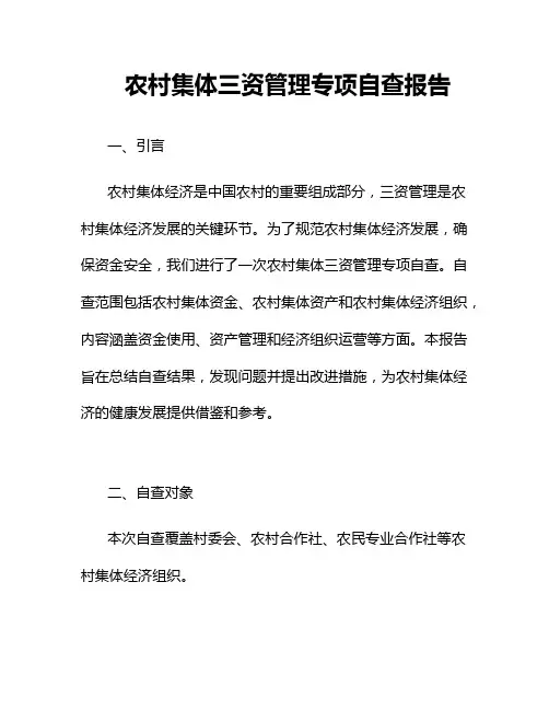 农村集体三资管理专项自查报告