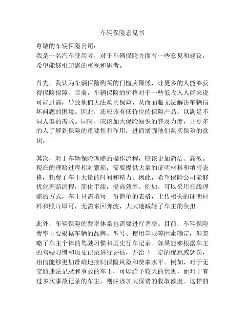 车辆保险意见书