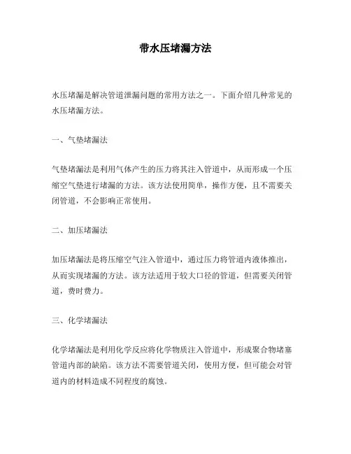 带水压堵漏方法