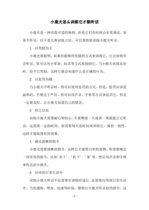 小鹿犬怎么训练它才能听话