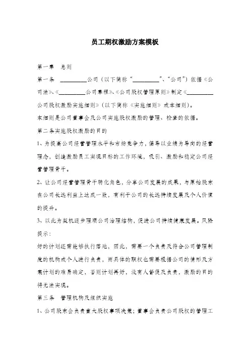 员工期权激励方案模板范本.docx