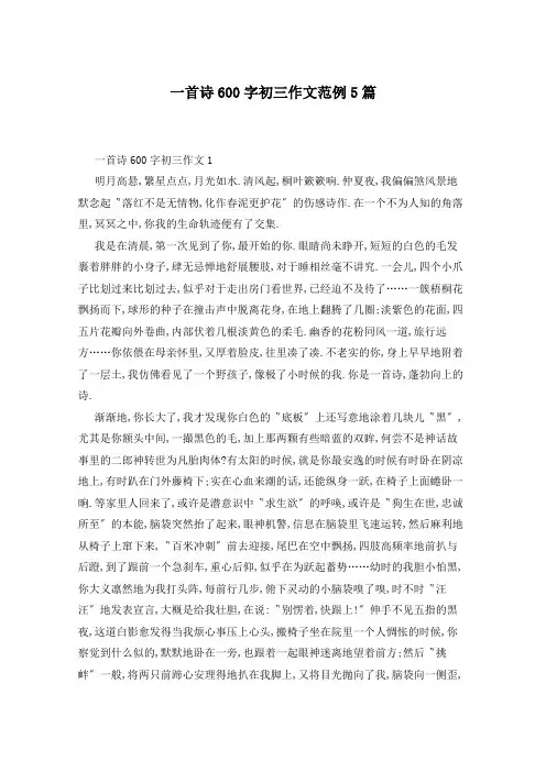 一首诗600字初三作文范例5篇